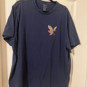 American Eagle Outfitters Navy Short Sleeve Tee with Small Eagle Graphic